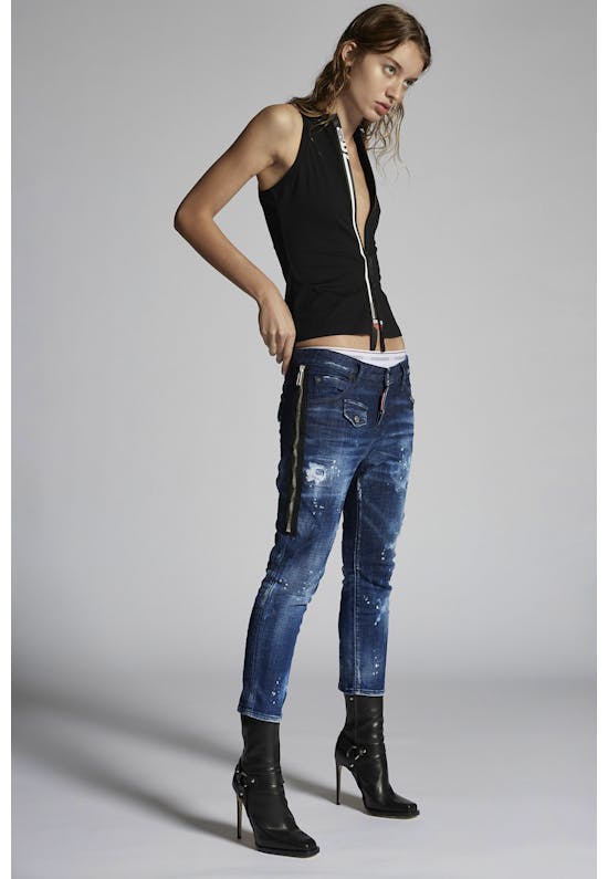 Dark 2 Wash Cool Girl Cropped Jeans