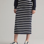 Jersey Skirt With Navy Stripes