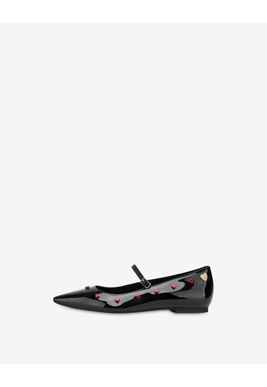 Patent Leather Ballerinas Red Heart Studs