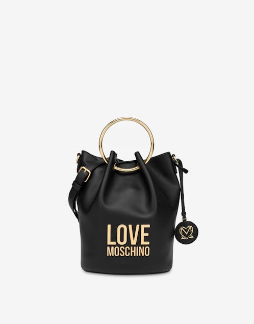 LOVE MOSCHINO - Gold Metal Logo Handles Buckle Bag