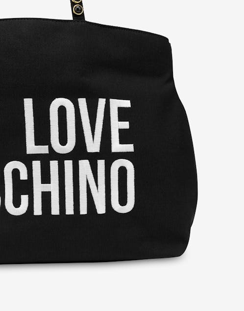 LOVE MOSCHINO - Logo Embroidery Canvas Shopper Bag