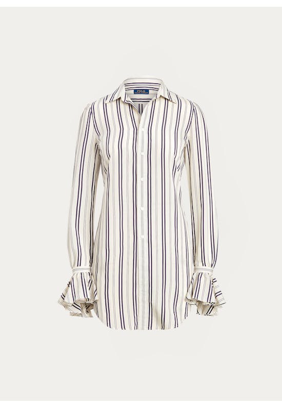 Striped Ruffle-Trim Shirt