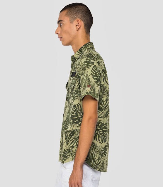 REPLAY - Short-Sleeved Shirt With Foliage Print